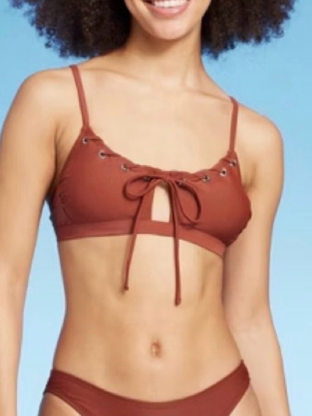 wild fable brown Rust-Toned Scoop Neck Top
